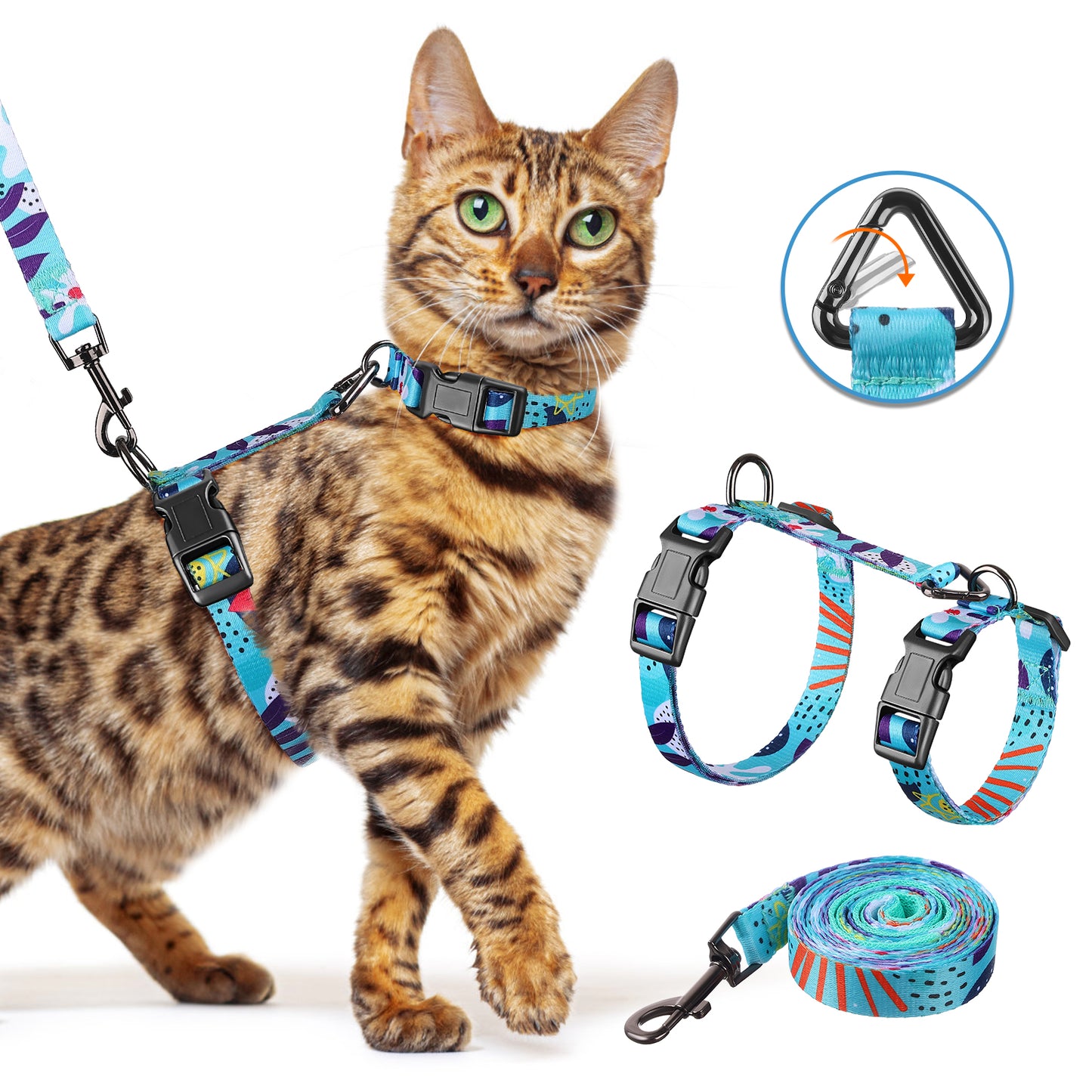 Escape-Proof Cat Harness and Leash Set – Adjustable, soft, and lightweight for a comfortable fit. Easy to use and designed for safe walks and travel.