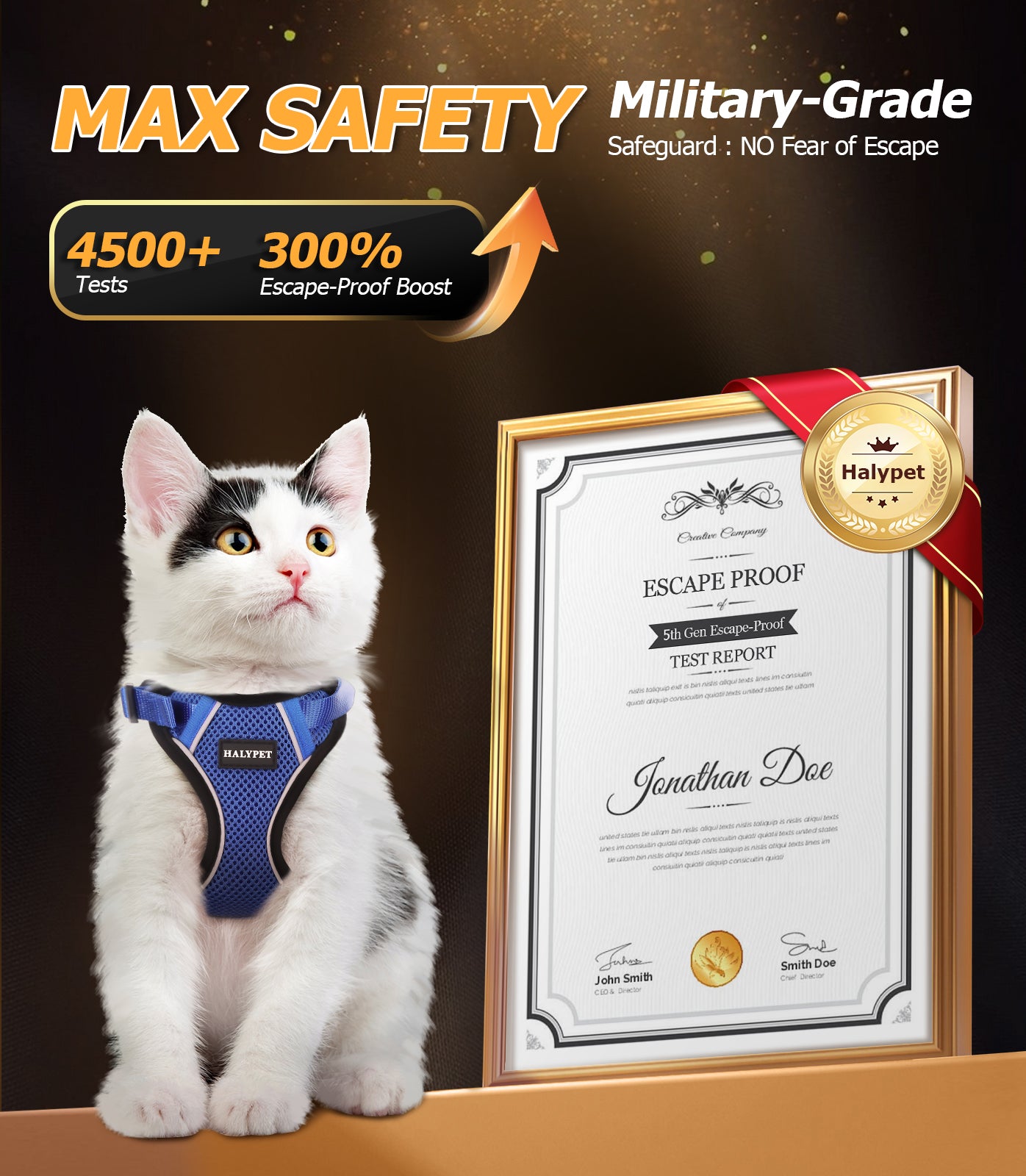 Halypet Escape Proof Cat Harness and Leash Set, with Secure lock