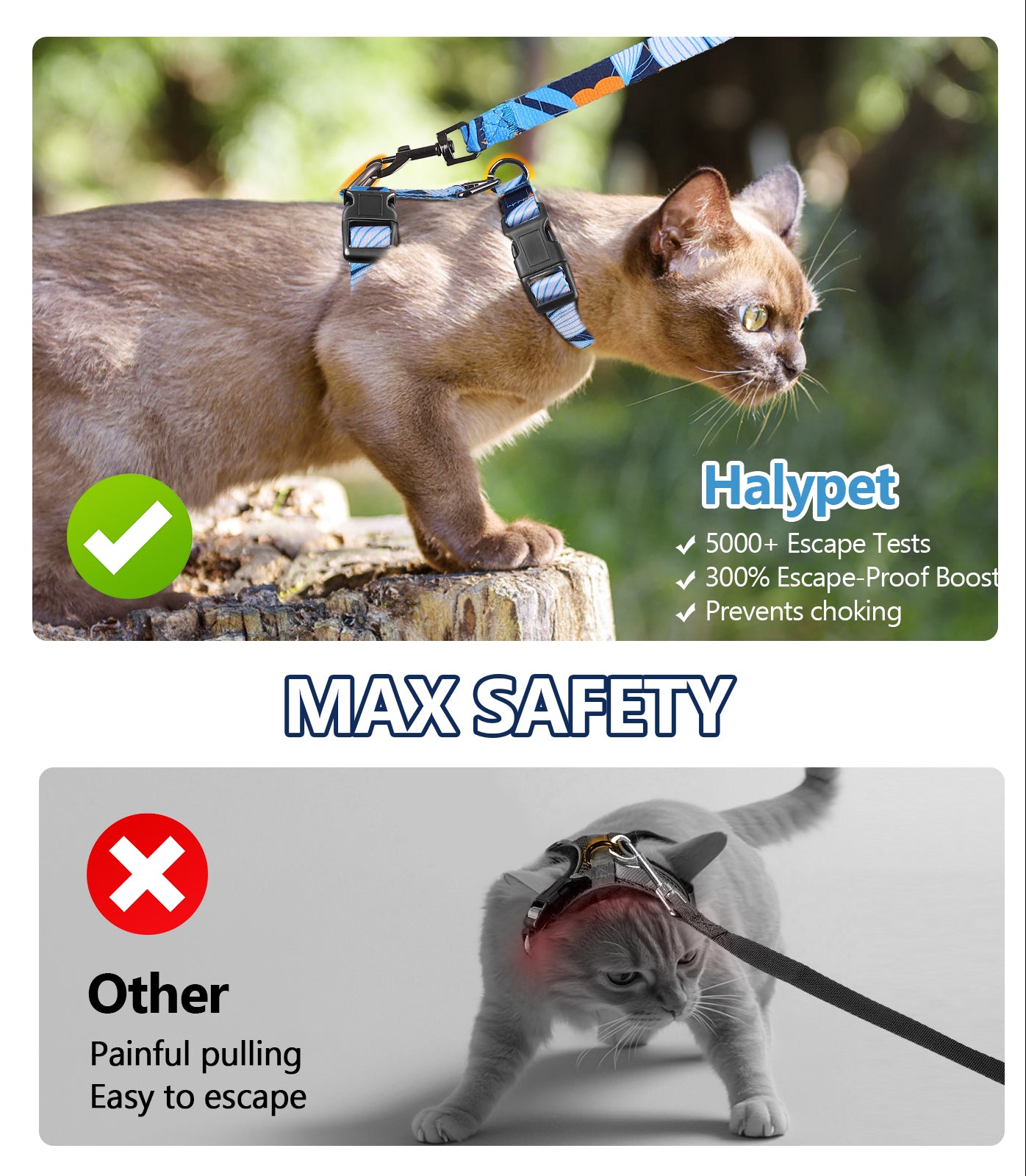 Escape-Proof Cat Harness and Leash Set – Adjustable, soft, and lightweight for a comfortable fit. Easy to use and designed for safe walks and travel.
