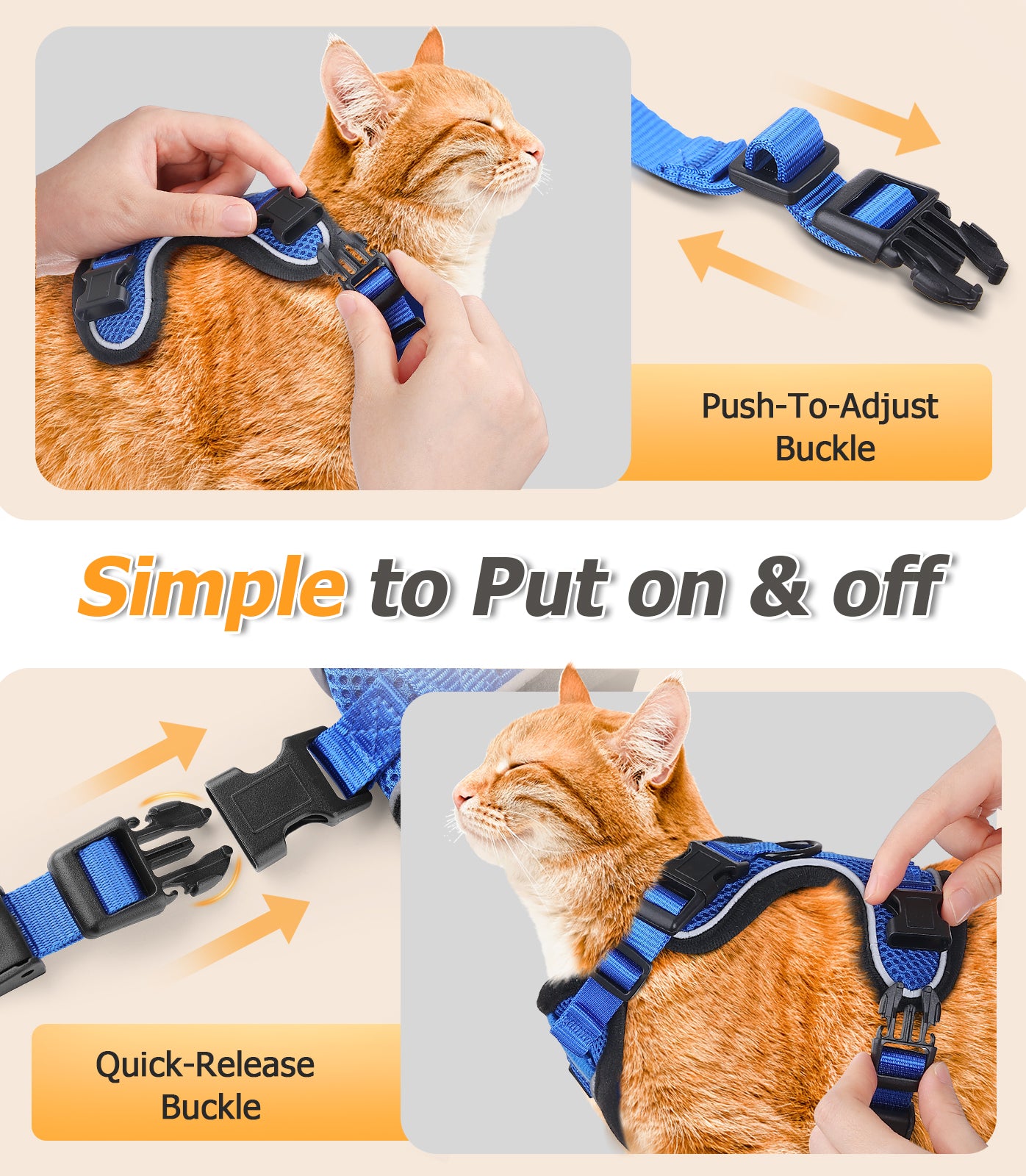Halypet Escape Proof Cat Harness and Leash Set, with Secure lock
