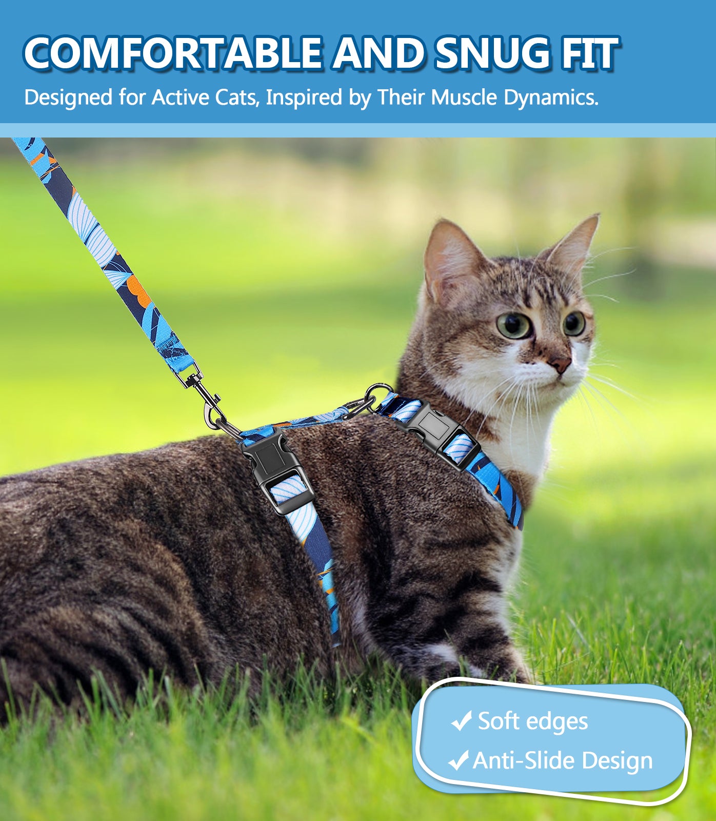 Escape-Proof Cat Harness and Leash Set – Adjustable, soft, and lightweight for a comfortable fit. Easy to use and designed for safe walks and travel.