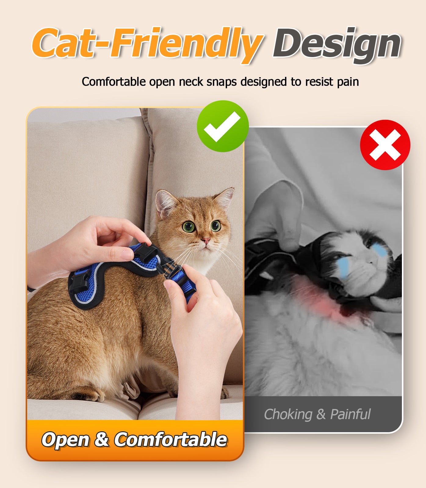 Halypet Escape Proof Cat Harness and Leash Set, with Secure lock