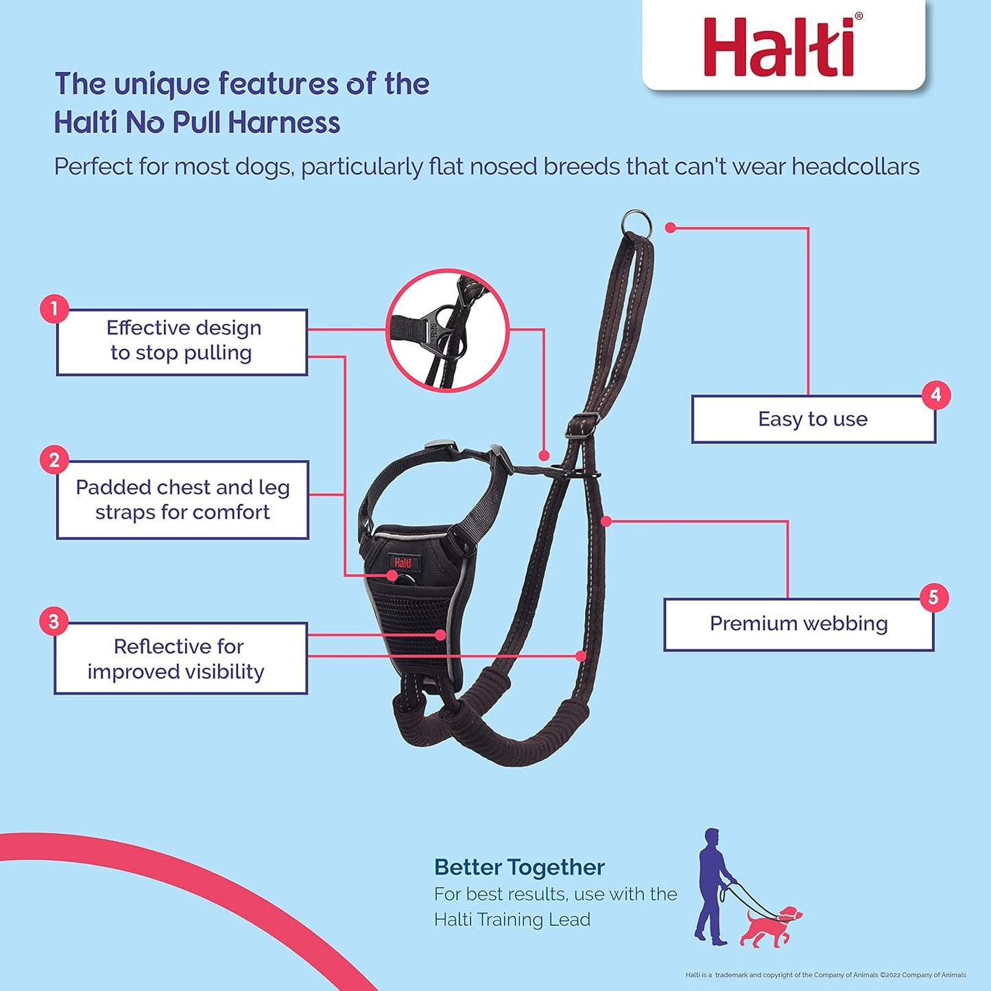 No Pull Harness - To Stop Your Dog Pulling on the Leash. Adjustable, Lightweight and Easy to Use. Reflective Dog Training Harness for Medium Dogs (Size M)