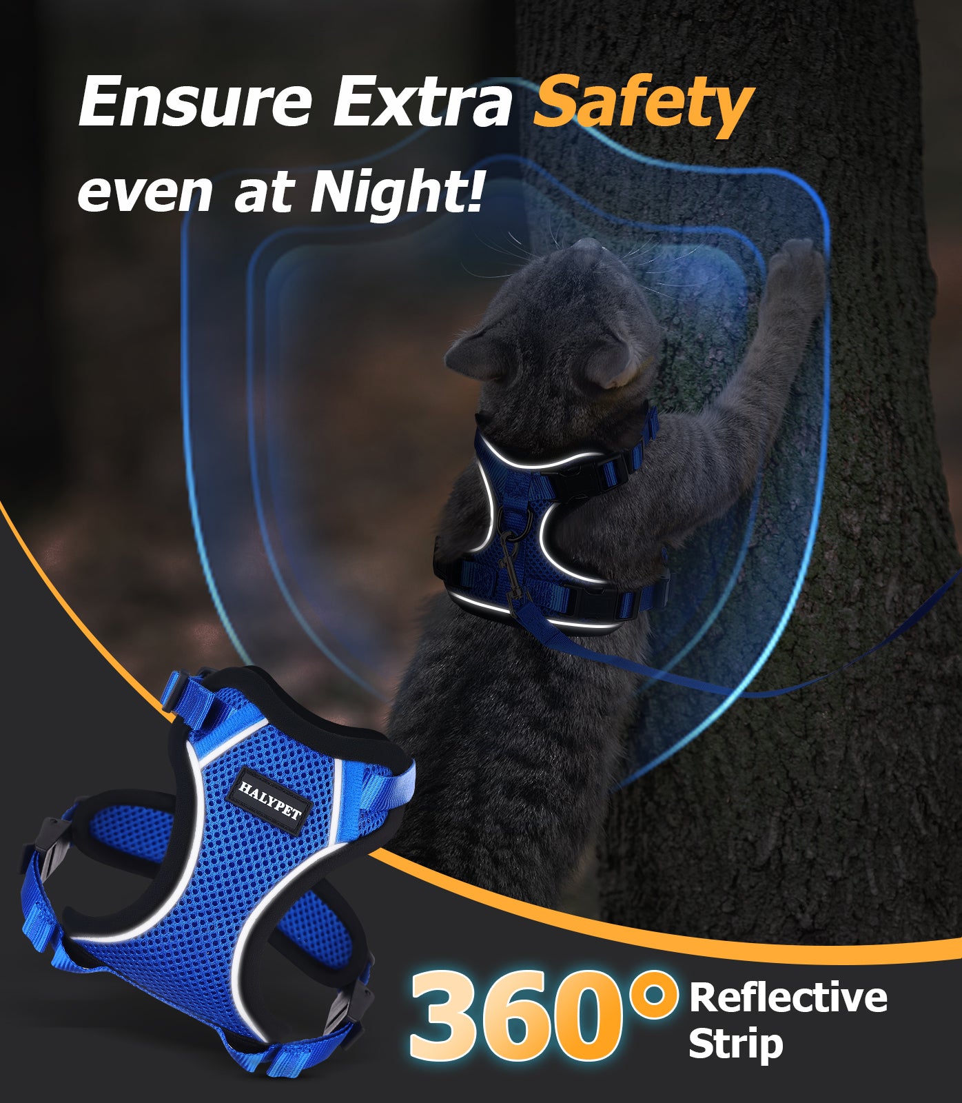 Halypet Escape Proof Cat Harness and Leash Set, with Secure lock